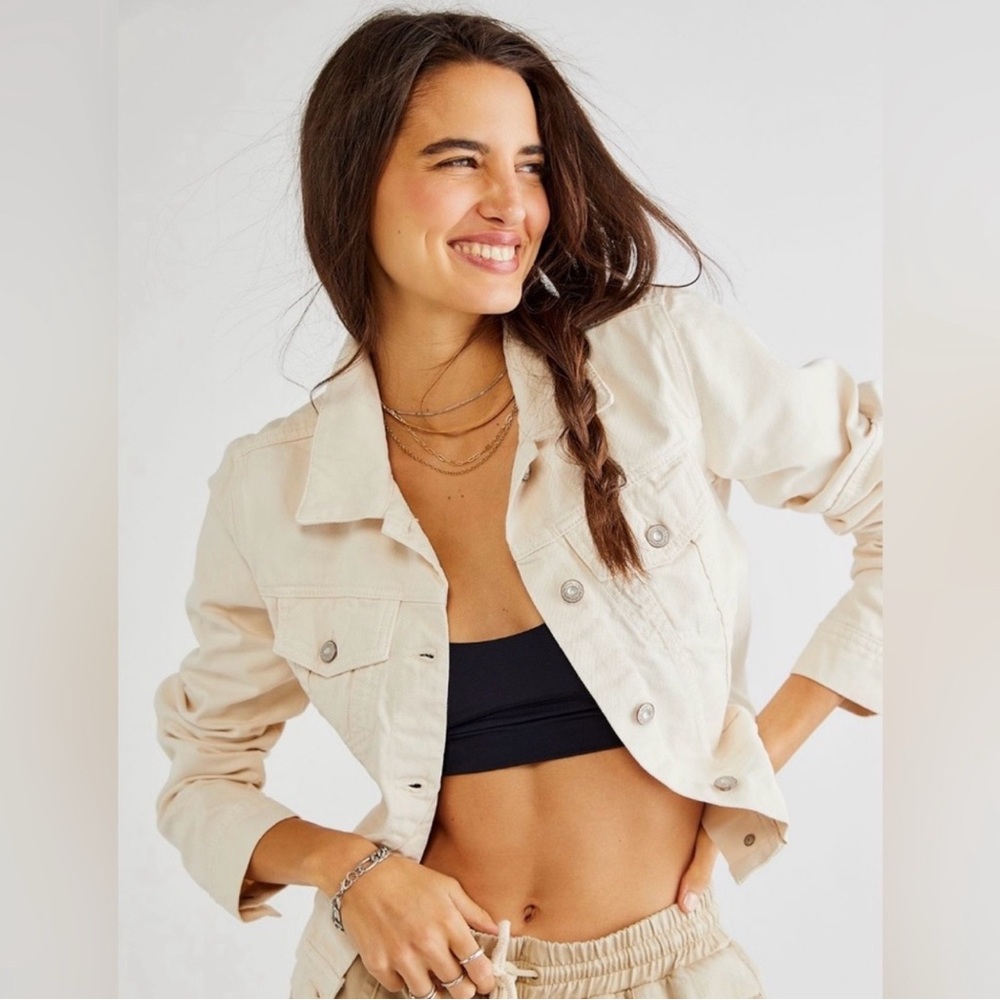 Sold Free People Rumors Cream Denim Jacket medium